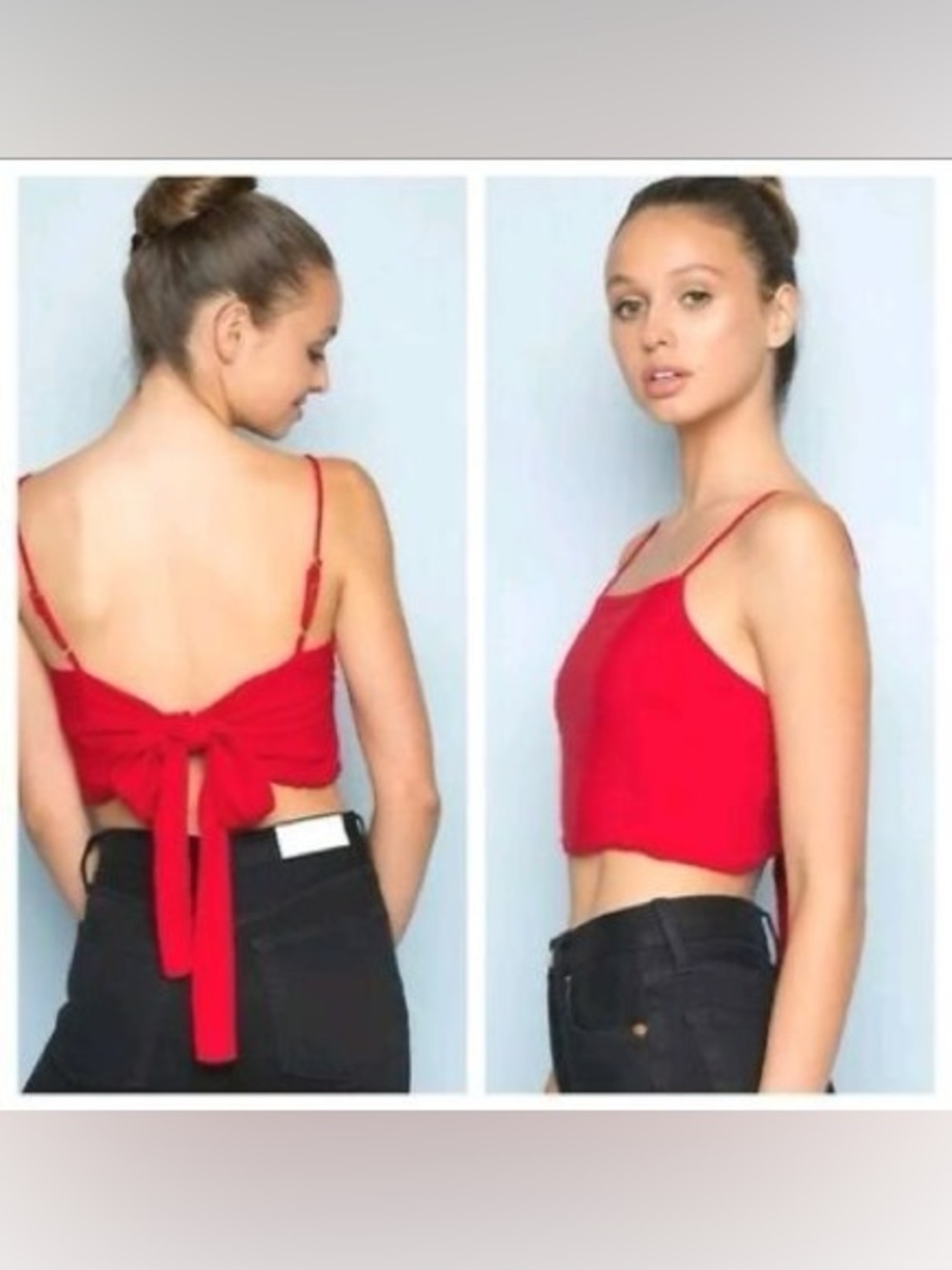 Brandy Melville Red Tie Back Crop Top